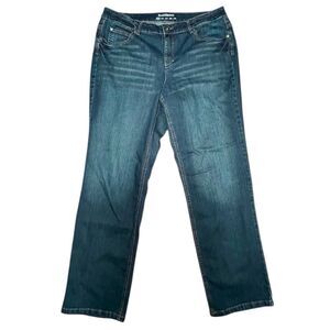 Ruff Hewn Straight Cut Blue Dark Wash Denim Mid Rise size 16W